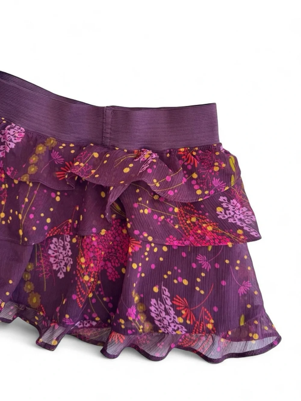 Gap Kids Girls Purple Floral Tiered Ruffle Skirt XS 4-5 Chiffon Y2K